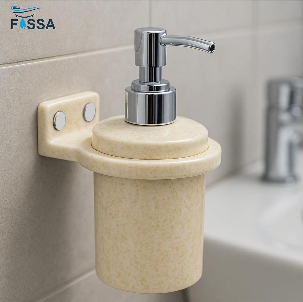 Fossa Classy Soap Dispenser for Bathroom & Kitchen – Wall Mounted Dispenser for Hand Wash & Face Wash | Ceramic Body Ivory (Glossy Finish)-3